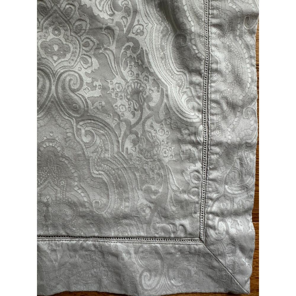 2 Ralph Lauren Pillow Sham Ruffles Textured Jacquard Floral paisley gray set